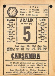 5 Aralık 1973 Takvim Yaprağı - Doğum Günü Hediyesi EFMN13681 - Gökçekoleksiyon