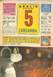 5 Aralık 1984 Takvim Yaprağı - Doğum Günü Hediyesi EFMN14776 - Gökçekoleksiyon