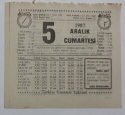 5 Aralık 1987 Takvim Yaprağı - Doğum Günü Hediyesi EFM(N)7174 - Gökçekoleksiyon