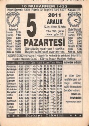 5 Aralık 2011 Takvim Yaprağı - Doğum Günü Hediyesi EFMN15254 - Gökçekoleksiyon