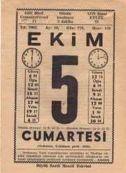 5 Ekim 1963 Takvim Yaprağı EFM(N)3521 - 3