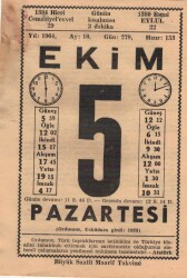 5 Ekim 1964 Takvim Yaprağı EFM(N)3520 - 1