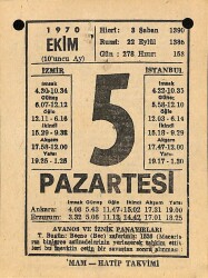 5 Ekim 1970 Takvim Yaprağı - Doğum Günü Hediyesi EFM(N)10534 - 4