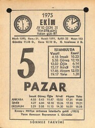 5 Ekim 1975 Takvim Yaprağı - Doğum Günü Hediyesi EFM(N)12569 - Gökçekoleksiyon