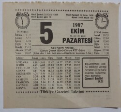 5 Ekim 1987 Takvim Yaprağı - Doğum Günü Hediyesi EFM(N)7113 - Gökçekoleksiyon