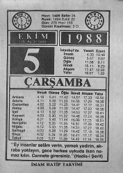 5 Ekim 1988 Takvim Yaprağı - Doğum Günü Hediyesi EFMN14656 - Gökçekoleksiyon
