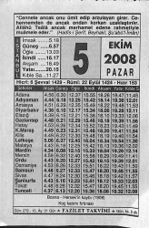 5 Ekim 2008 Takvim Yaprağı - Doğum Günü Hediyesi EFM(N)10647 - 3
