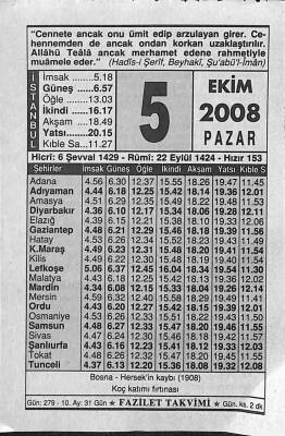 5 Ekim 2008 Takvim Yaprağı - Doğum Günü Hediyesi EFM(N)10647 - 1