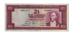 5. Emisyon 2.Tertip 2½ Türk Lirası Seri S17 Haliyle TCK10041 - Gökçekoleksiyon