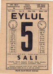 5 Eylül 1967 Takvim Yaprağı EFM(N)3588 - 2