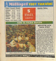 5 Eylül 1987 Takvim Yaprağı - Doğum Günü Hediyesi EFMN14122 - Gökçekoleksiyon
