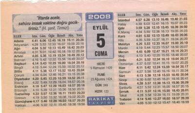 5 Eylül 2008 Takvim Yaprağı EFM(N)2636 - 1