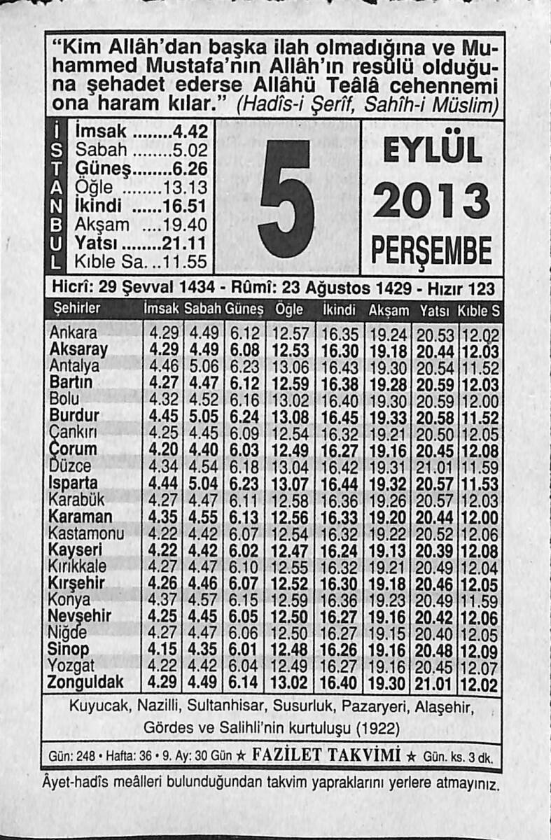 5 Eylül 2013 Takvim Yaprağı - Doğum Günü Hediyesi EFMN13579 - 1