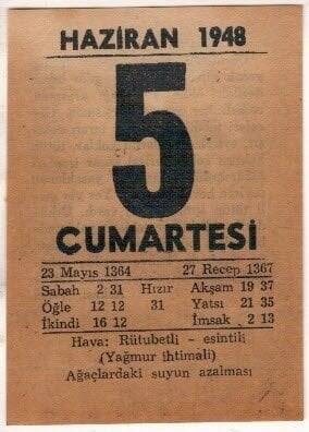 5 Haziran 1948 Takvim Yaprağı EFM(N)1390 - 4