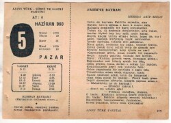 5 Haziran 1960 Ajans Türk Takvim Yaprağı (Şiirli Saatli) EFM(N)1622 - 3