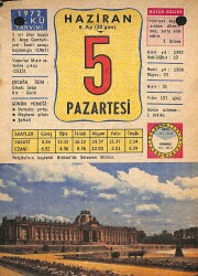 5 Haziran 1972 Takvim Yaprağı - Doğum Günü Hediyesi EFM(N)12297 - Gökçekoleksiyon