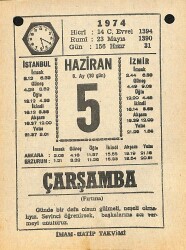 5 Haziran 1974 Takvim Yaprağı - Doğum Günü Hediyesi EFM(N)11970 - Gökçekoleksiyon