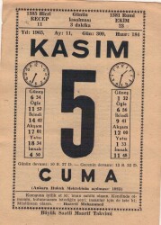 5 Kasım 1965 Takvim Yaprağı EFM(N)3656 - 1