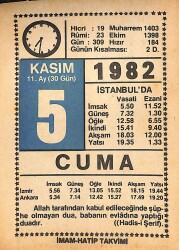 5 Kasım 1982 Takvim Yaprağı - Doğum Günü Hediyesi EFMN15986 - Gökçekoleksiyon