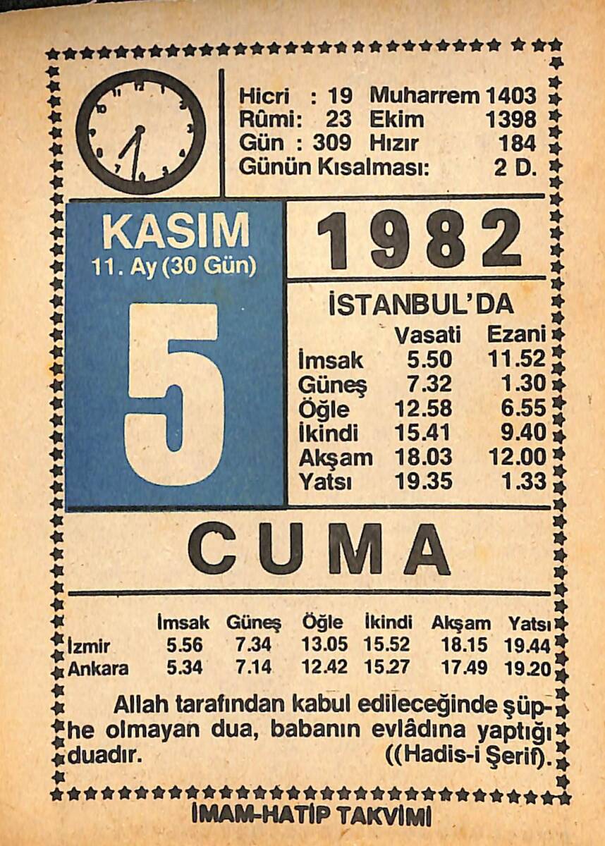 5 Kasım 1982 Takvim Yaprağı - Doğum Günü Hediyesi EFMN15986 - 1