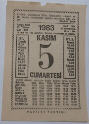 5 Kasım 1983 Takvim Yaprağı - Doğum Günü Hediyesi EFM(N)6927 - Gökçekoleksiyon