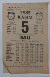 5 Kasım 1985 Takvim Yaprağı - Doğum Günü Hediyesi EFM(N)6681 - Gökçekoleksiyon