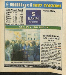 5 Kasım 1987 Takvim Yaprağı - Doğum Günü Hediyesi EFM(N)11940 - Gökçekoleksiyon