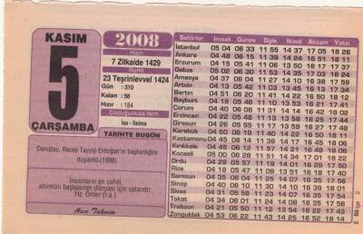 5 Kasım 2008 Takvim Yaprağı EFM(N)3801 - 1