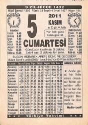 5 Kasım 2011 Takvim Yaprağı - Doğum Günü Hediyesi EFMN15284 - Gökçekoleksiyon
