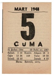 5 Mart 1948 Takvim Yaprağı EFM911 - 1