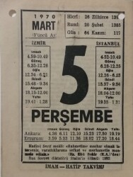 5 Mart 1970 Takvim Yaprağı - Doğum Günü Hediyesi EFM(N)7949 - 2