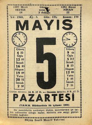 5 Mayıs 1969 Takvim Yaprağı - Doğum Günü Hediyesi EFM(N)11114 - 1