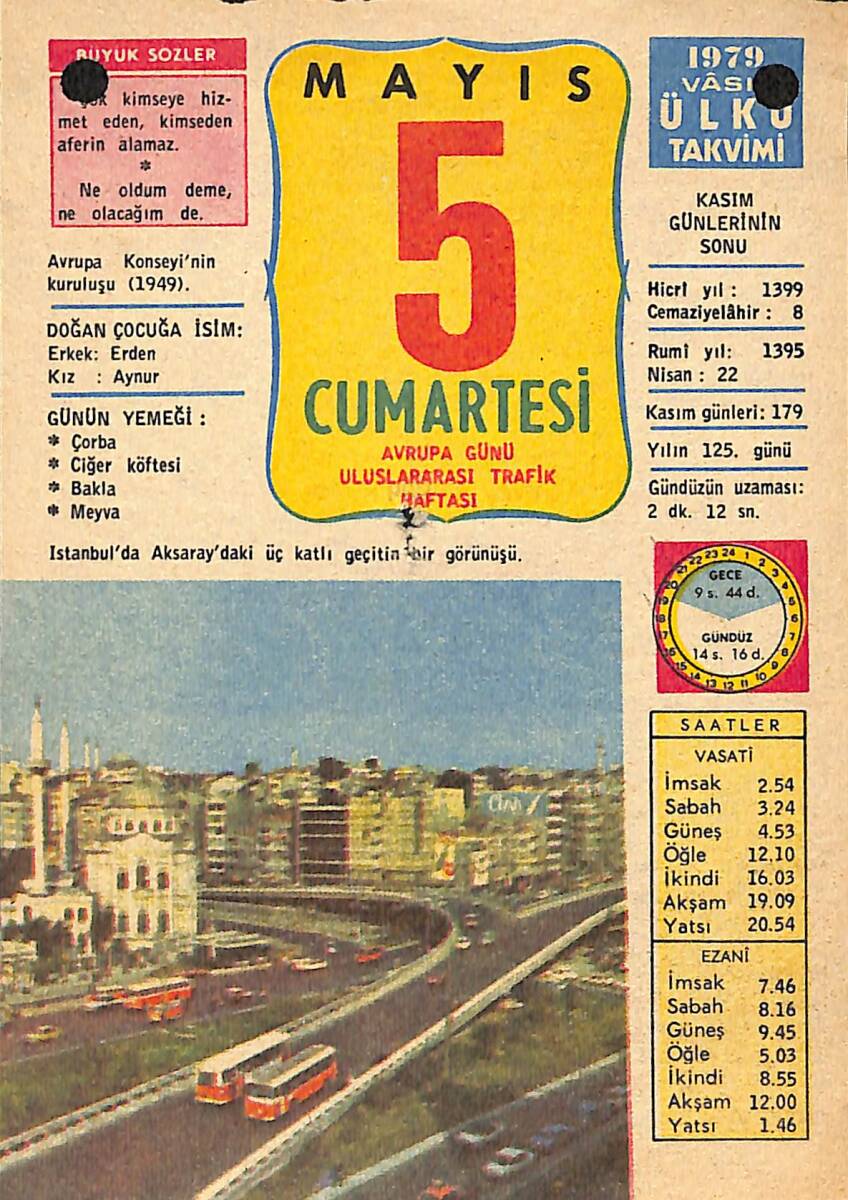 5 Mayıs 1979 Takvim Yaprağı - Doğum Günü Hediyesi EFMN13783 - 1