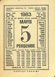 5 Mayıs 1983 Takvim Yaprağı - Doğum Günü Hediyesi EFM(N)12140 - Gökçekoleksiyon