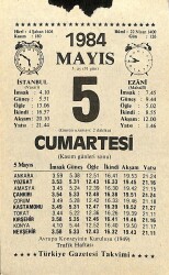 5 Mayıs 1984 Takvim Yaprağı - Doğum Günü Hediyesi EFM(N)11164 - Gökçekoleksiyon