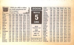 5 Mayıs 2006 Takvim Yaprağı - Doğum Günü Hediyesi EFMN13282 - Gökçekoleksiyon