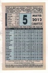 5 Mayıs 2012 Takvim Yaprağı EFM(N)1936 - 3
