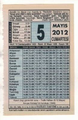 5 Mayıs 2012 Takvim Yaprağı EFM(N)1936 - 3