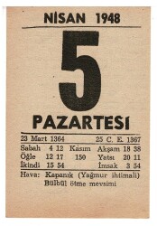 5 Nisan 1948 Takvim Yaprağı EFM901 - 1