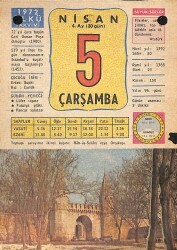 5 Nisan 1972 Takvim Yaprağı - Doğum Günü Hediyesi EFM(N)12304 - Gökçekoleksiyon