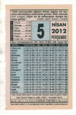 5 Nisan 2012 Takvim Yaprağı EFM(N)1906 - 3