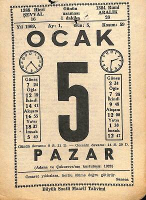 5 Ocak 1969 Takvim Yaprağı - Doğum Günü Hediyesi EFM(N)11042 - 1