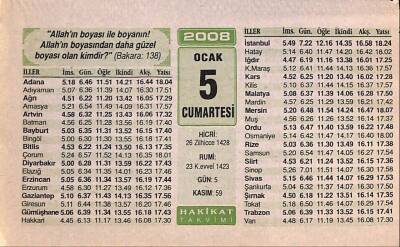 5 Ocak 2008 Takvim Yaprağı - Doğum Günü Hediyesi EFM(N)7471 - 1