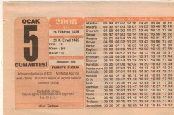 5 Ocak 2008 Takvim Yaprağı EFM(N)4930 - Gökçekoleksiyon