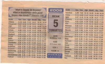 5 Ocak 2008 Takvim Yaprağı EFM(N)4992 - 1