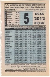 5 Ocak 2012 Takvim Yaprağı EFM(N)1488 - 2
