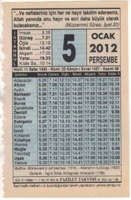 5 Ocak 2012 Takvim Yaprağı EFM(N)1488 - 2