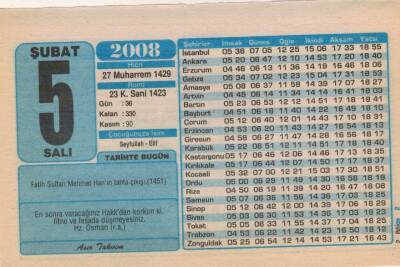 5 Şubat 2008 Takvim Yaprağı EFM(N)5581 - 3