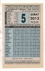 5 Şubat 2012 Takvim Yaprağı EFM(N)1846 - 2