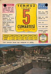 5 Temmuz 1975 Takvim Yaprağı - Doğum Günü Hediyesi EFM(N)9269 - Gökçekoleksiyon